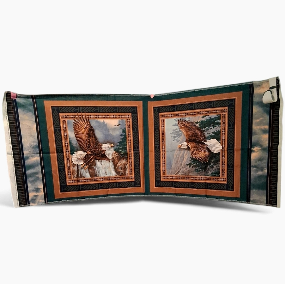 2 Panels Of Eagles Fabric Panels For Sewing / Crafts 6656